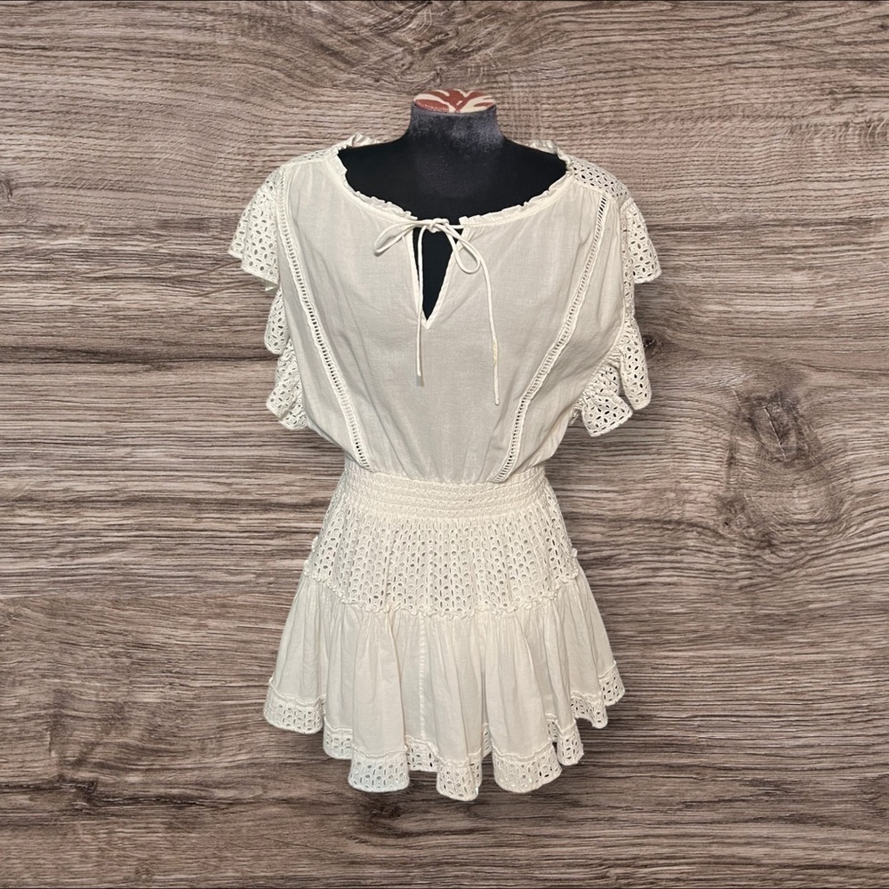 Misa Los Angeles Sarika Mini Dress White Flutter Sleeve Size Small